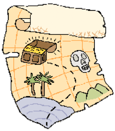 Mapa del tesoro, dibujo.