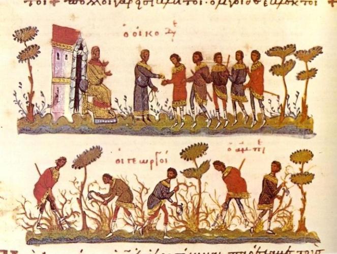 Fresco sobre agricultura bizantina.