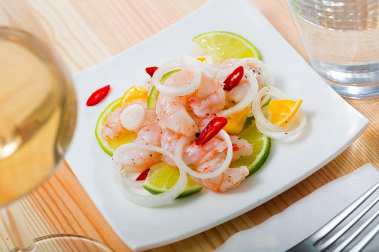 Cebiche de gambas.