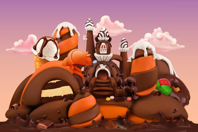 Modelo para hacer un castillo de chocolate y glaseado.
