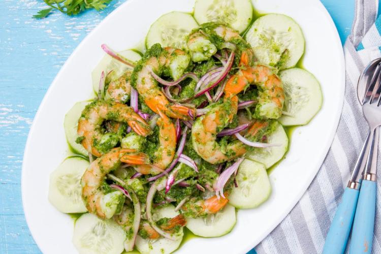 Aguachile de camarones.