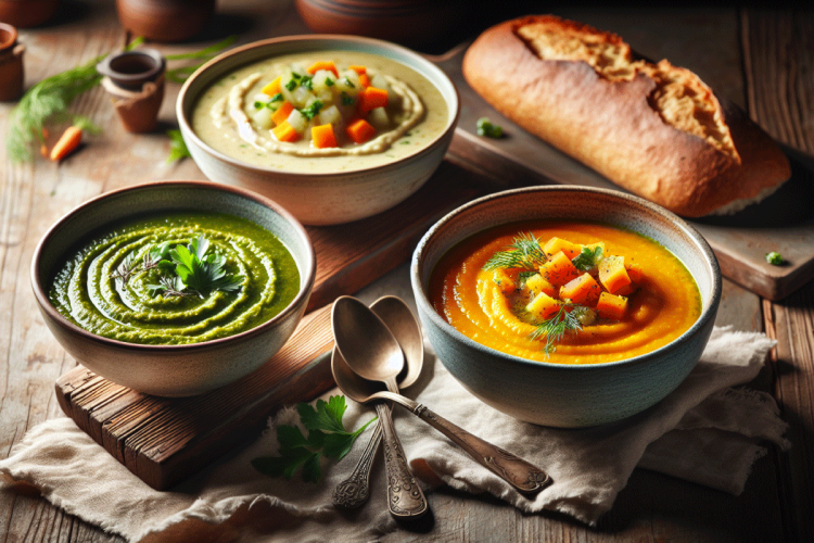 Las recetas para una dieta blanda incluyen sopas de ave y cremas suaves de verdura.
