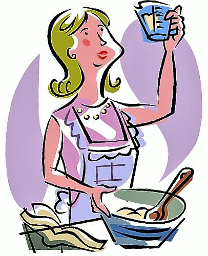 Dibujo de una mujer midiendo ingredientes.
