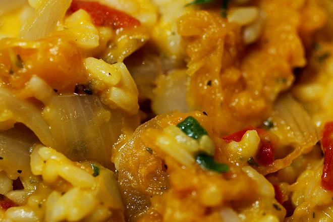 Arroz al estilo italiano con calabaza.