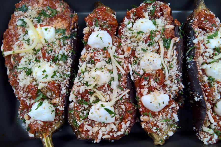 Bernejentas rellenas listas para gratinar.