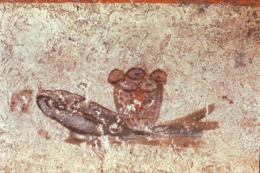 Pan y pescado, catacumbas de San Calisto.