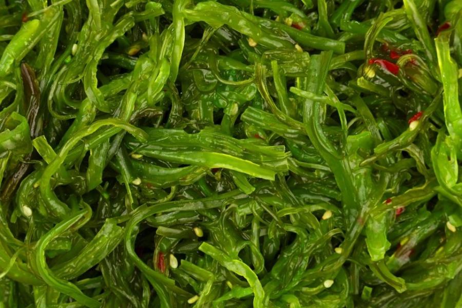 Detalle de ensalada de wakame.