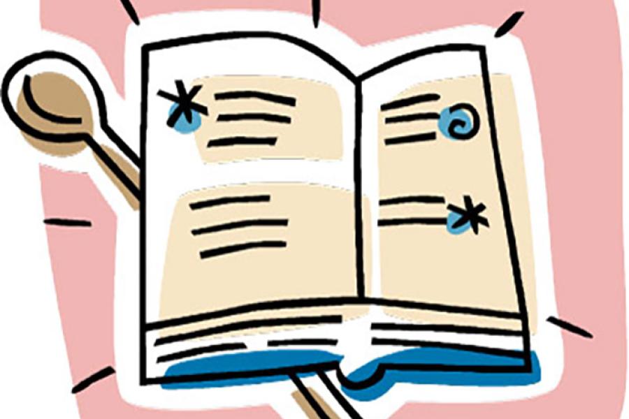 Libro de cocina y recetas, dibujo.