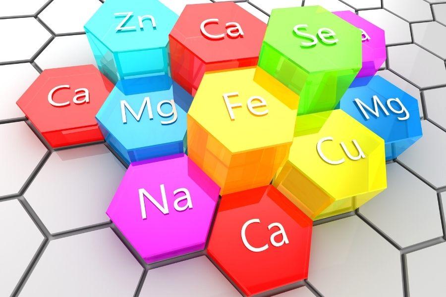 Diseño abstracto sobre minerales en nutrición.