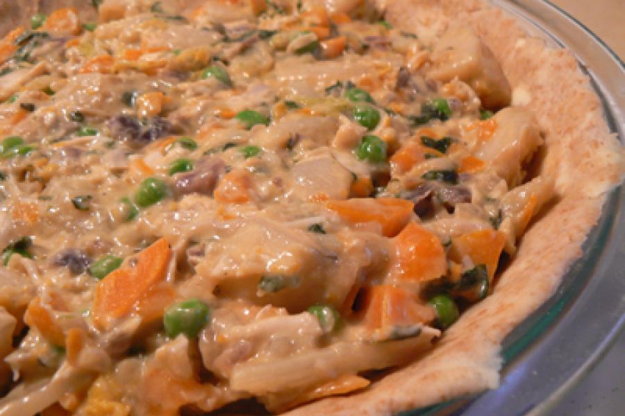 Tarta abierta de pavo.