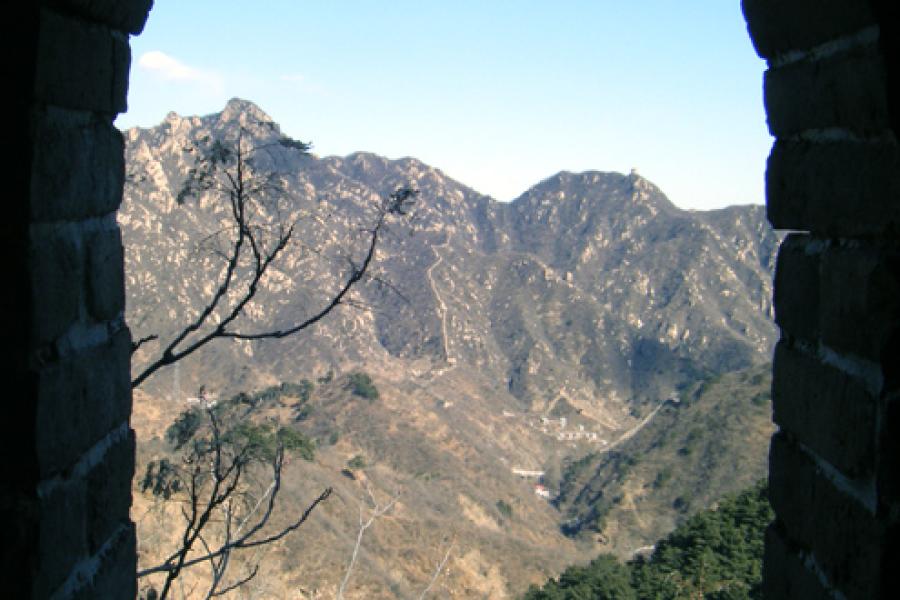Ventana en la gran muralla de China.
