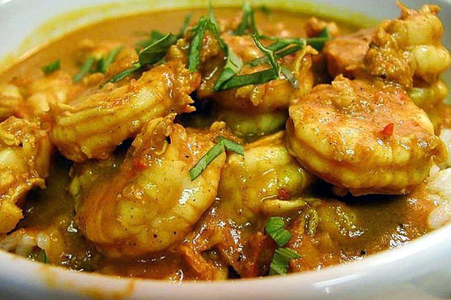 Curry de gambas.